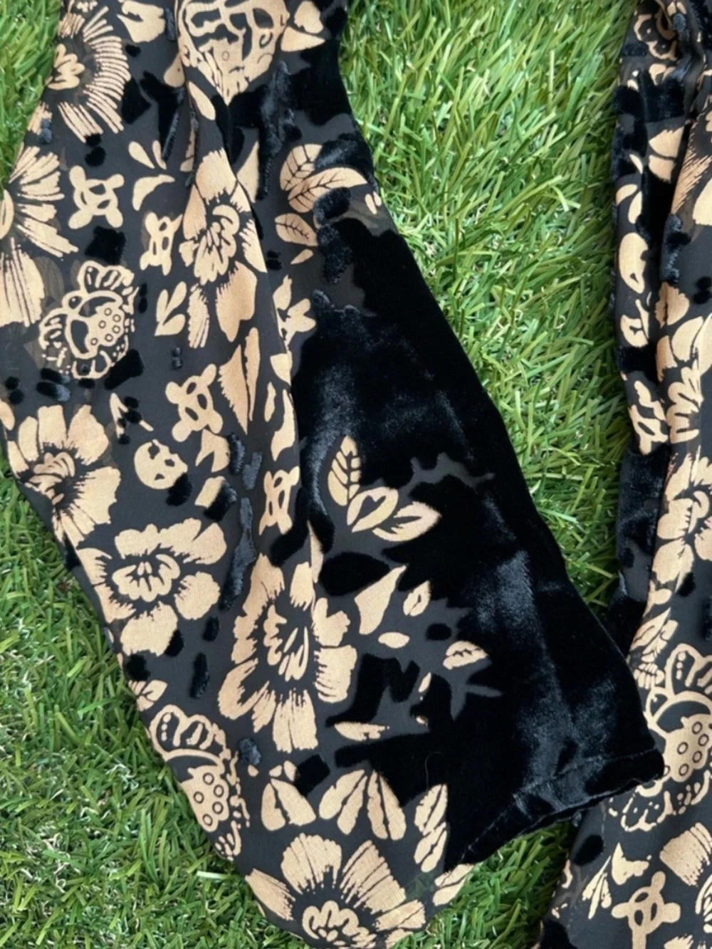 Vintage Y2K WhimsyGoth Fairy Floral Velvet Silk Burnout Kimono Cardigan Medium - Picture 5 of 12